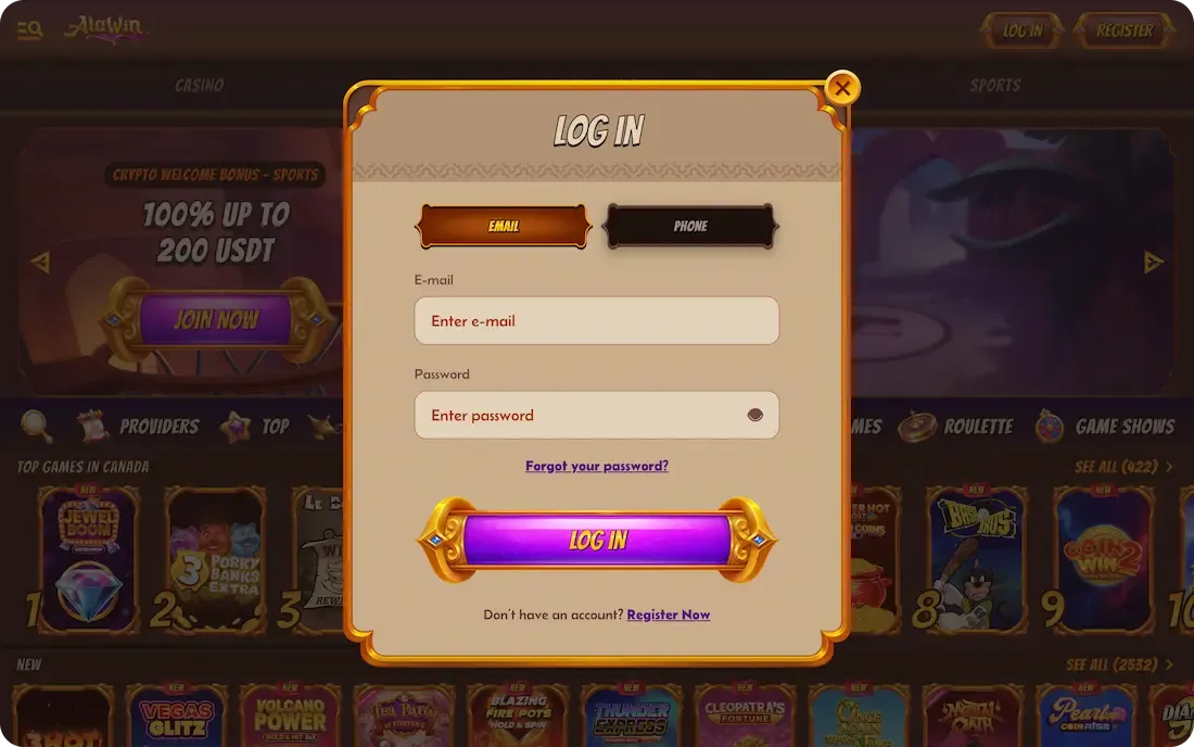 alawin casino login email